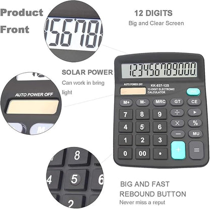 Calculators, BESTWYA 12-Digit Dual Power Handheld Desktop Calculator - Image 2