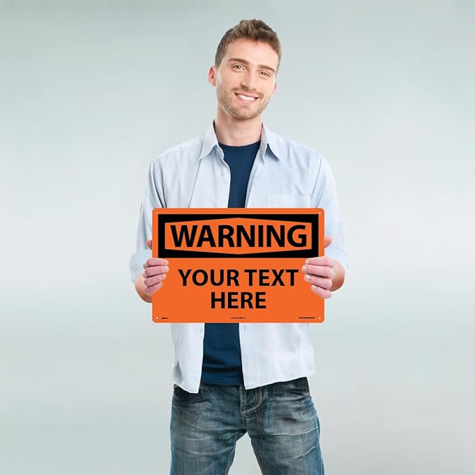 Custom OSHA Style Warning Sign 12" x 18" Aluminum Sign, Customizable "Your Text - Image 2