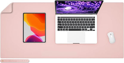 Wolaile PU Leather Desk Pad Blotter, Light Pink Waterproof Office Desktop Mat by Wolaile