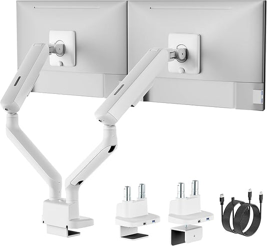 monTEK Dual Monitor Arm with USB, Mechanical Spring Monitor Arm by monTEK