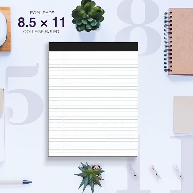 6 Pack Legal Pads 8.5 x 11 College Ruled 300 Sheets Note Pads 8.5 x 11 Notepads - Image 6