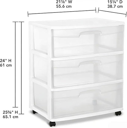 Wide 3 Drawer Cart White - Image 3