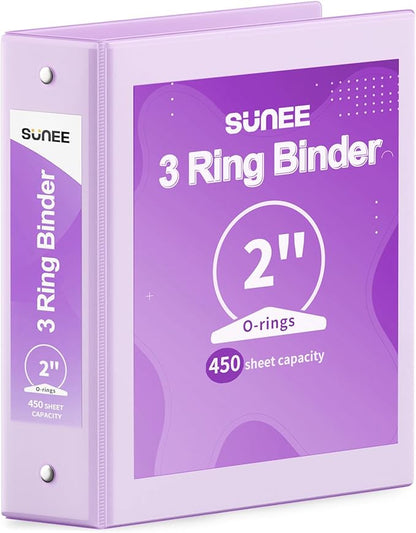 SUNEE 3 Ring Binder 2 Inch 1 Pack by SUNEE