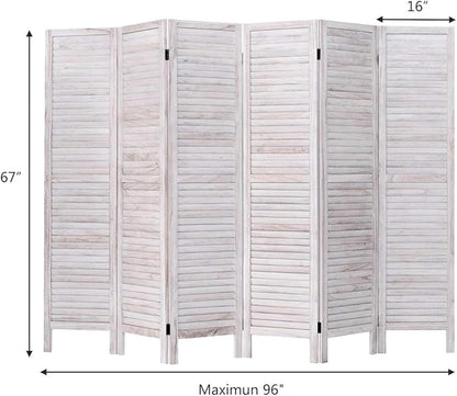 Giantex 6 Panel Wood Room Divider, 5.6 Ft Tall Oriental Folding Freestanding - Image 6