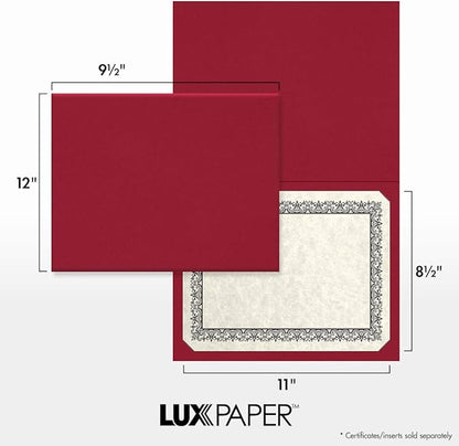 LUXPaper 9.5" x 12" Certificate Holders | Burgundy Linen | 100lb. Cover | 250 - Image 4
