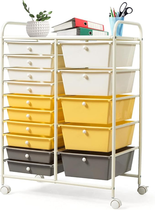 GLACER 15 Drawers Rolling Cart, Storage Cart by GLACERGrowupinhappiness