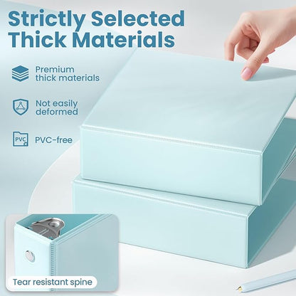 SUNEE 3 Ring Binder 3 Inch 1 Pack, Pastel Blue - Image 4