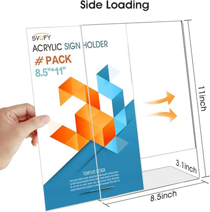 SVOPY 3 Pack Acrylic Sign Stand Holders, 8.5 x 11 Clear Plastic Table Paper - Image 2