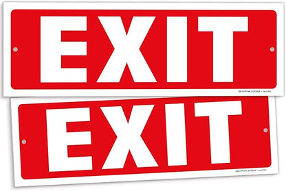 iSYFIX Exit Sign – 2 Pack 12x4 Inch – 40 mil Thick Polystyrene Plastic Sign by iSYFIXPREMIUMSIGNS