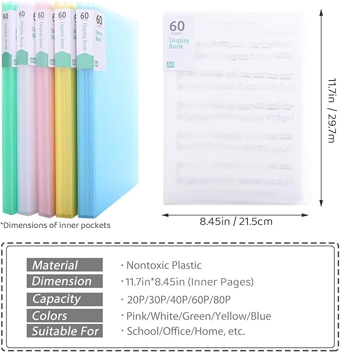 Phyxin 60-Pocket Portfolio Binder Organizer, Binder Sheet Protectors 8.5" x 11" - Image 3