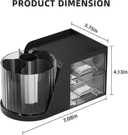 Marbrasse Desk Organizer with 2 Drawer, 360°Rotating Pen Holder, Desk - Image 3
