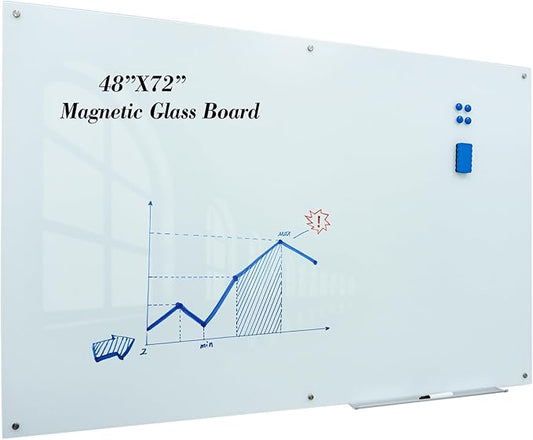 JYYPWB Magnetic Large Glass Board 72"x 48" Dry Erase Writing Board Premium by JYYPWB