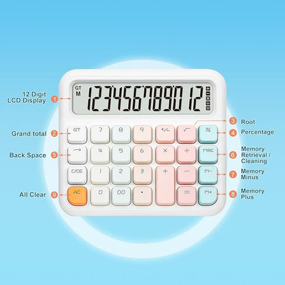 Pendancy Calculators Desktop 12 Digit, Gradient Pink Cute Basic Calculator - Image 3