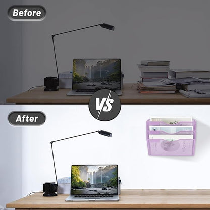 EASEPRES 3 Pocket Mesh Hanging Wall File Organizer, Wall Mounted Mail Paper - Image 4