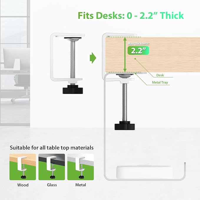 KEEGH 16" Under Desk Cable Management Tray, 2 Pack Desk Cord Organizer Upgrade - Image 7
