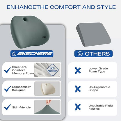 Skechers Lumbar Support Pillow for Office Chair, Memory Foam Lumbar Pillow - Image 5