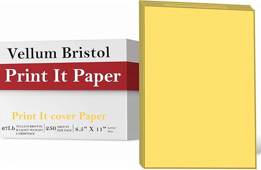 Print It - Vellum Bristol Colored Cardstock Cover Paper, 67 Lb, 8.5" X 11” by Unknown