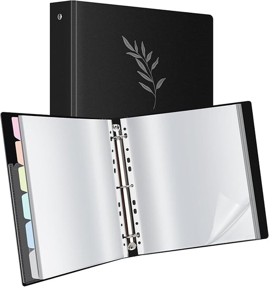 Uquelic 50-Pocket Binder with Plastic Sleeves by Uquelic