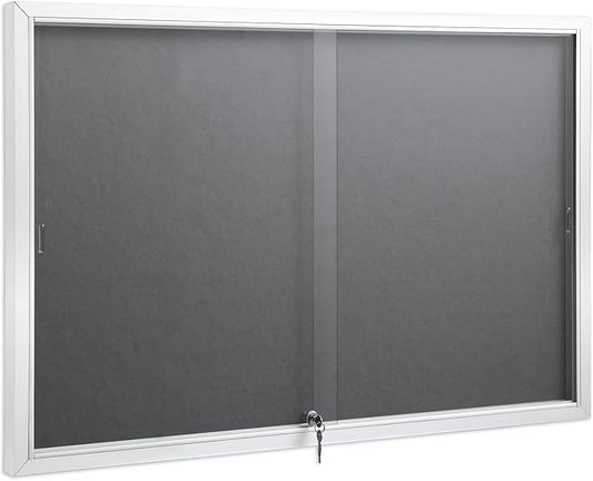 SWANCROWN Glass Enclosed Bulletin Board 48"x32", Locking Message Board by SWANCROWN