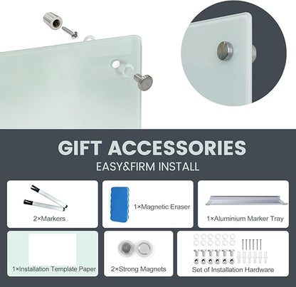 Glass Magnetic Dry Erase Board 72"x48" Frameless Wall Mounted Glass White Board - Image 5