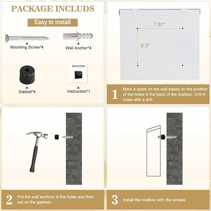 xydled Mail Boxes with Key Lock, Locking Mailbox Wall Mounted, Security Metal - Image 6