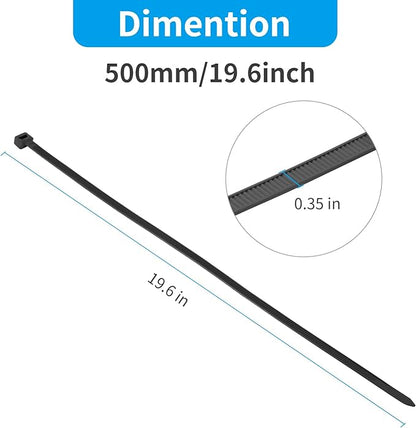 XINGO 20 Inch Black Large Heavy Duty Zip Ties 100 Pack, 200 LBS Ultra Strong - Image 2