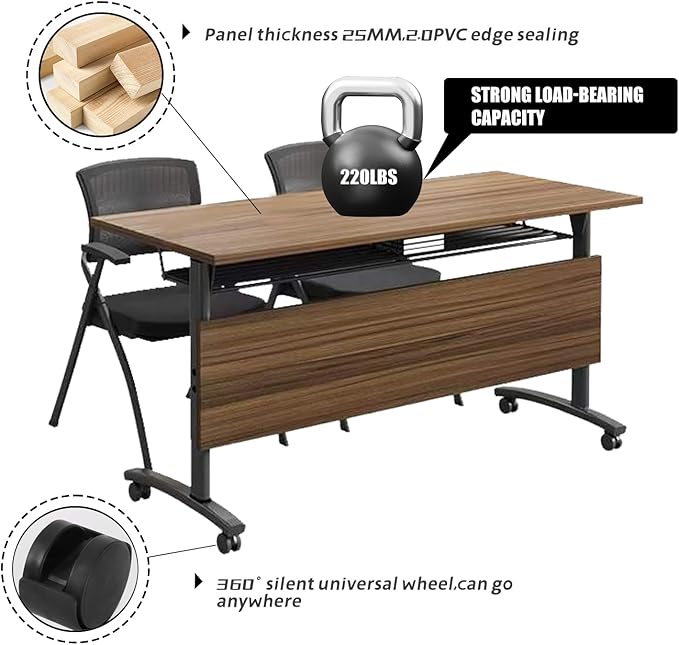 Foldable Conference Table, Modern Mobile Meeting Table - Image 8