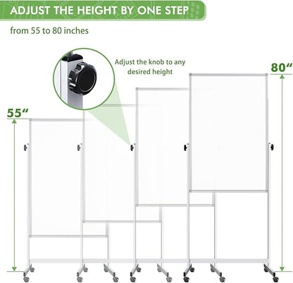 Rolling Whiteboard on Wheels, 32x48 Inches Double-Sided Magnetic Dry Erase Board - Image 2