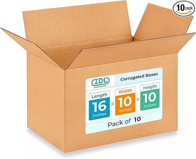 Medium Shipping & Moving Boxes 16x10x10 inches by IDLPackaging