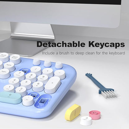 Wireless Keyboard and Mouse Combo, 2.4G Retro Typewriter Keyboard - Image 5
