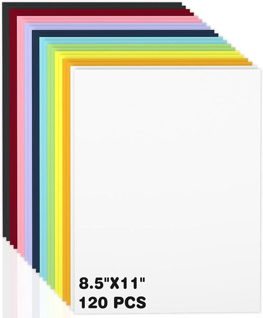 120 Sheets Colored Cardstock 8.5 x 11, 10 Assorted Colors Heavyweight Cover by Nichela