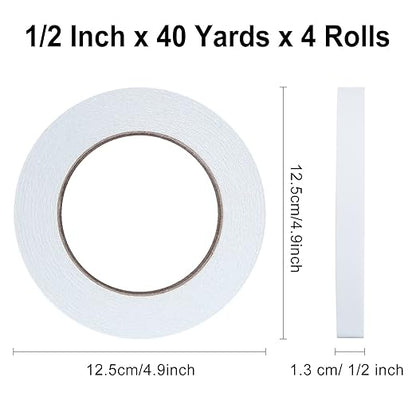 LELADY Double Sided Tape 1/2 Inch x 40 Yards- 4 Rolls Double-Sided Adhesive - Image 2