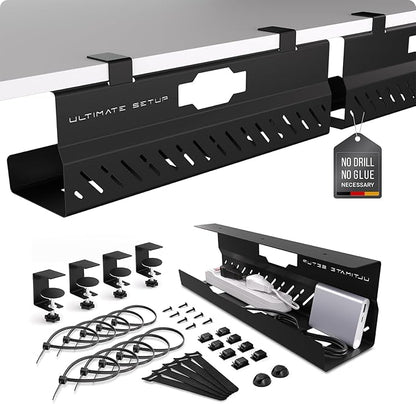 Under Desk Cable Management Tray no Drill – Wire Management by UltimateSetup