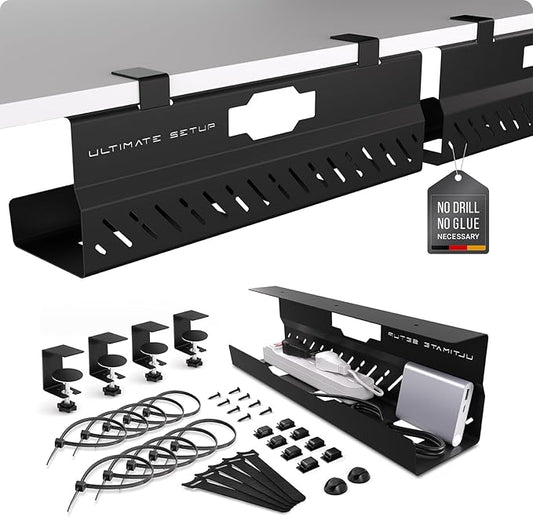Under Desk Cable Management Tray no Drill – Wire Management by UltimateSetup