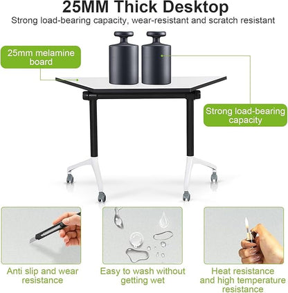 Foldable Conference Room Tables, Flip Top Mobile Training Table, Modern Meeting - Image 6