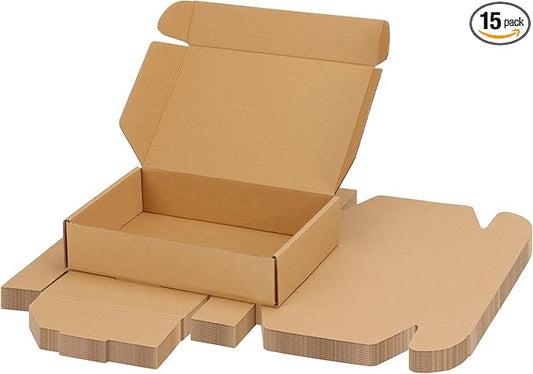 PHAREGE 9x6x2 Inch Shipping Boxes 15 Pack Brown, Tab Lock Tuck Top Mailer Boxes by PHAREGE