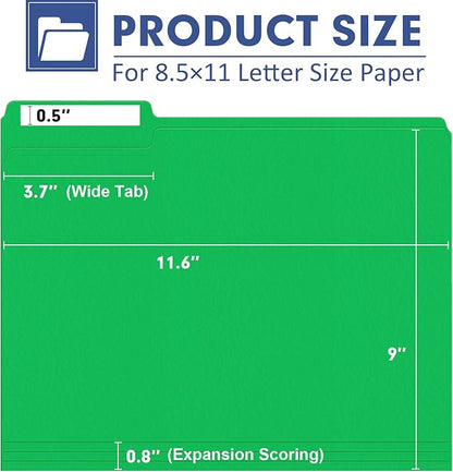 File Folder, PANDRI 120 Pack File Folder, 1/3 Cut Tab, Letter Size, Filing - Image 2
