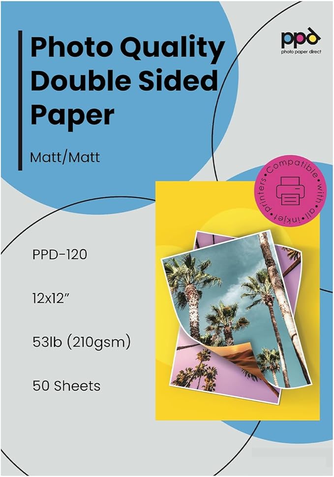 PPD Double Sided Photo Paper, Matte Brochure Paper 12 x 12 by PhotoPaperDirect
