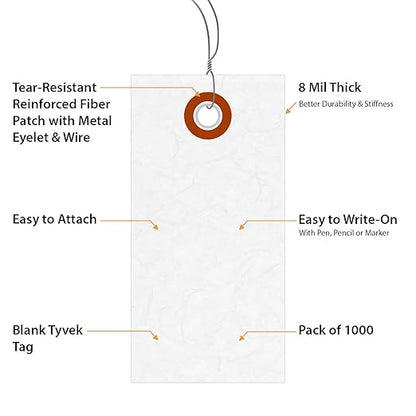 SmartSign 3.25 x 1.625 inch “White” Blank Tyvek Shipping Tags - Image 4