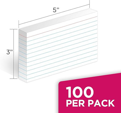 KAISA Lined Index Card 3"x5" Index Cards Flashcards, Blank on Back Index Cards - Image 2