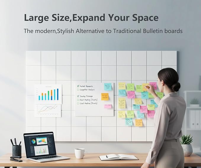 G Gamit Large Felt Wall Tiles Bulletin Board 59”x36”, Large Cork Board - Image 4