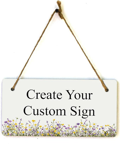 Signs ByLITA Wildflower Meadow Personalized Hanging Wall or Door Sign | Custom by SignsByLITA