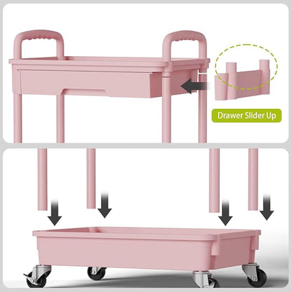 Sorgion 4 Tier Rolling Cart Organizer, Art Craft Diaper Bedside Snack Laundry - Image 5