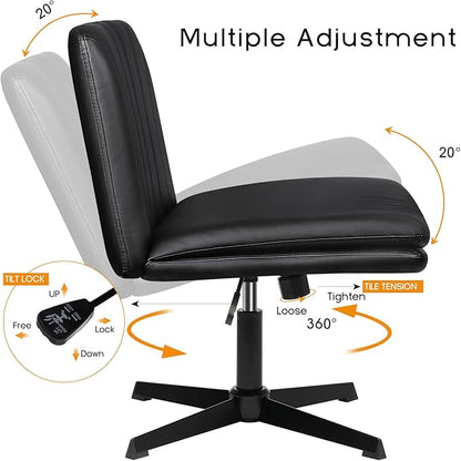 PUKAMI Criss Cross Legged Office Chair, Armless Office Desk Chair No Wheels - Image 7