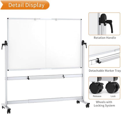 VIZ-PRO Double-Sided Mobile Whiteboard, 96 x 48 Inches, Magnetic Rolling Dry - Image 4