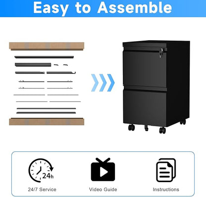 HOMOFFICE 2 Drawer File Cabinet - Image 8