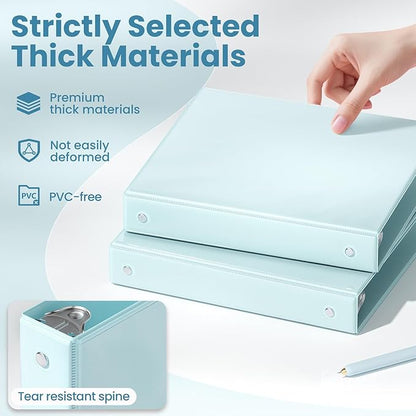 SUNEE 3 Ring Binder 1 Inch 1 Pack, Pastel Blue - Image 4