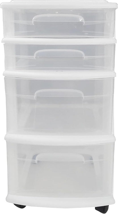 HOMZ 2-Pack Drawer Tower, 4-Tier Clear Plastic Storage Organizer Cart, and - Image 9