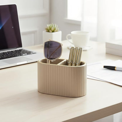 KINGFOM PU Leather Desk Organizer Pen Holder – Dual-Compartment Stylish Pencil - Image 4