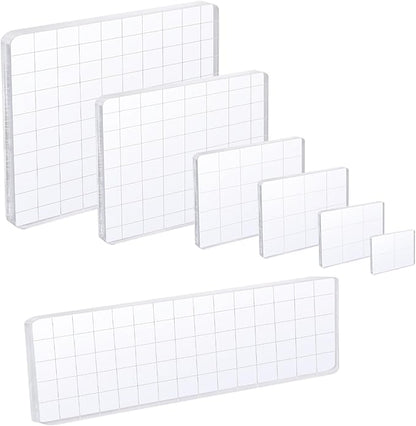UCEC 7 Pieces Acrylic Stamp Block Clear Stamping Tools Set by UCEC